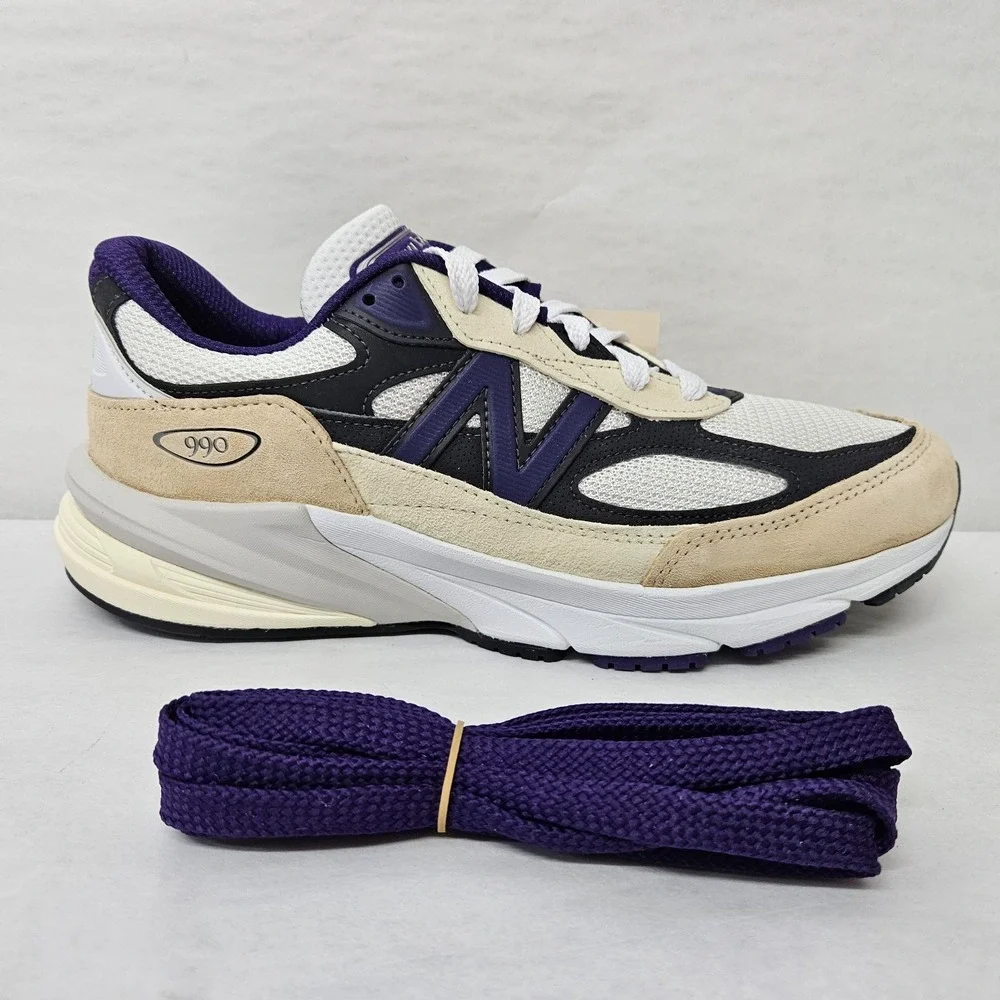 New Balance 990 V6 Sneakers Made In USA U990WB6 White Black Purple Men‎ Size 9